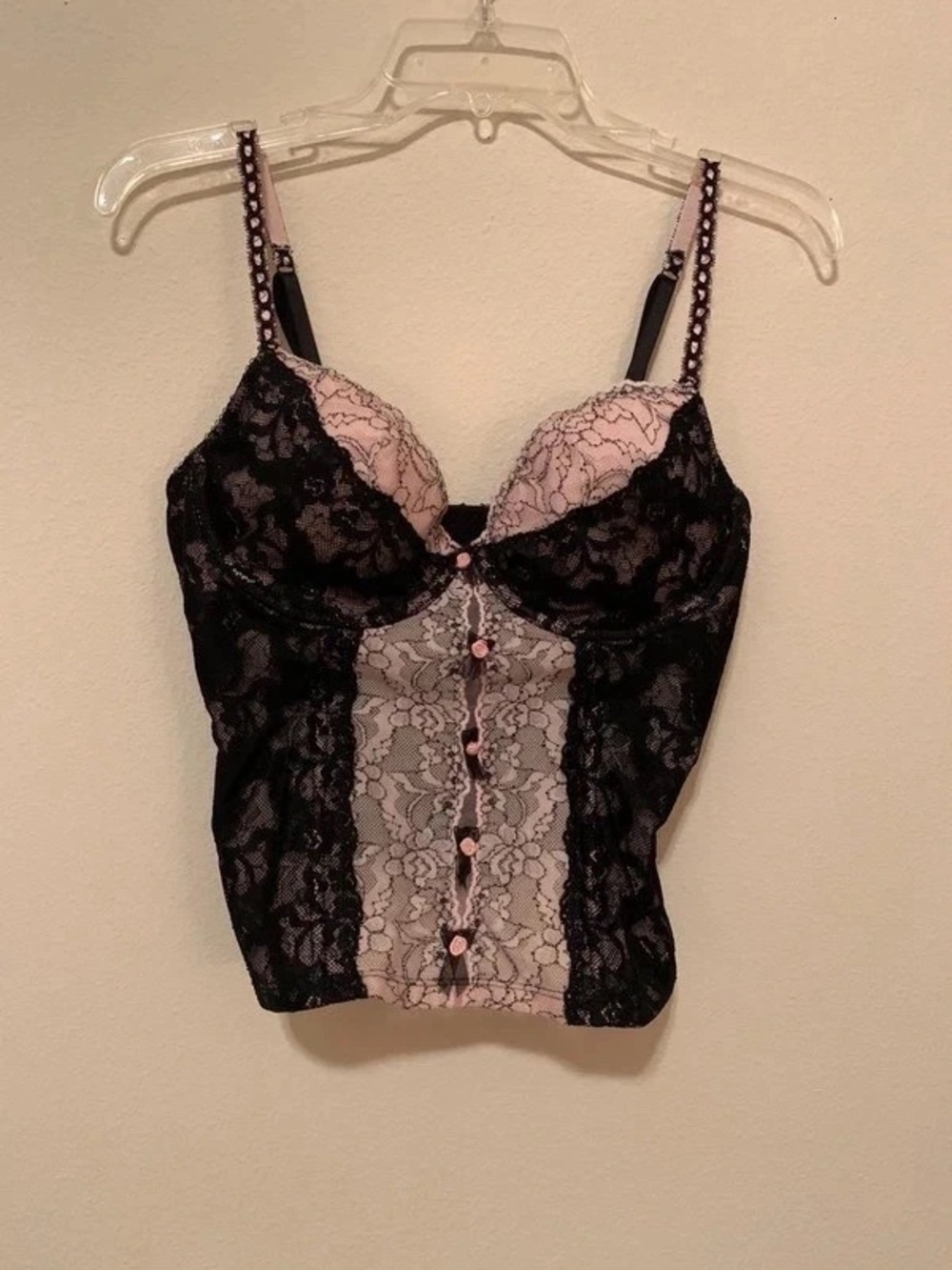 Black & Pink Lace Bra Lingerie
Corset